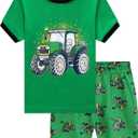 Little Hand Toddler Boys Pajamas Kids Dinosaur Summer PJS Monster Truck Children Excavator Jammies Short Sets 2-7 Years (4T, 2-1# Tractor)