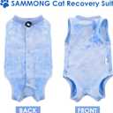 SAWMONG Cat Surgery Recovery Suit,Breathable Cat Onesie After Surgery Spay Surgical,E-Collar Alternative Non-Lick Pet Body Suit Blue M