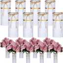 Mimorou 8 Pcs 7.48 Inch Wedding Vases for Centerpieces Mason Jars with Twine Bow Galvanized Metal Flower Vase Rustic Vintage Farmhouse Tin Bucket for Wedding Home Table (Retro White)