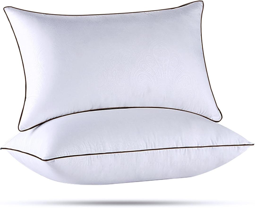 HUXMEYSON Pillows Standard Size Set of 2, Luxury Hotel Bed Pillows Set with Down Alternative Filling for Side and Back Sleepers (White)