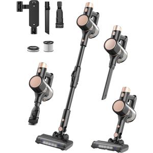 Cordless Vacuum Cleaner, Lightweight Stick Vacuum with Bendable Wand, 40Mins Runtime, 8-in-1 Rechargeable Powerful Suction Vacuum for Home, Pet hair Low-Pile Carpet Hard Floor, Under Furniture (Gold) (Champagne)