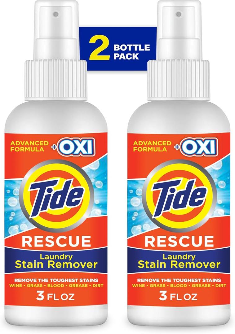 Tide Laundry Stain Remover Spray with Oxi, Travel Stain Remover for Clothes, Carpet, Upholstery, Pet Bedding, Stain Treater Spray for Tough Stains from, Coffee, Grease, 3 Oz (Pack of 2) Tide Laundry Stain Remover Spray with Oxi, Travel Stain Remover for Clothes, Carpet, Upholstery, Pet Bedding, Stain Treater Spray for Tough Stains from, Coffee, Grease, 3 Oz (Pack of 2)