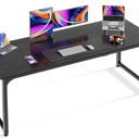 Huuger Modern Simple Office Desk, 63 Inch, Gaming & Writing Desk with Storage, Large Legroom, Metal Frame, Black