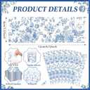 FoldTier 300 Pcs Wedding Paper Napkin Rings Disposable Napkin Bands Self Adhesive Blue White Flower Silverware Wrap Band for Wedding Birthday Holiday Party Dinner Table Setting Decoration
