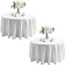 Pureegg Round Tablecloth 60 inch, Wrinkle-Resistant Table Cloth Round Cover, Washable Thick Polyester Table Cloths for Wedding, Party, Dinner, White, 2 Pack (60" Round)