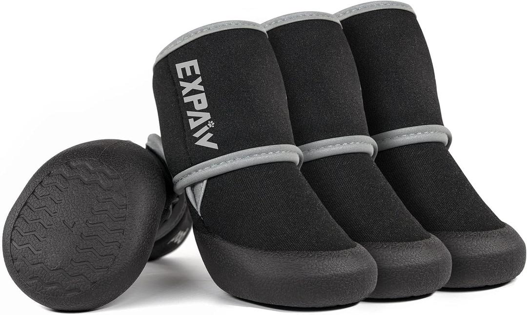 EXPAWLORER Waterproof Dog Shoes for Medium Dogs, Dog Shoes for Hot Pavement, Hiking Walking, Reflective Dog Booties for Outdoor Snow Rain Days, Anti-Slip Dog Boots & Paw Protectors