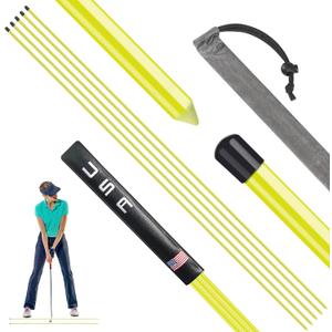 Golf Alignment Sticks 43 Inches Value 5-Pack with Premium Cover, Training Rods Essential Aiming Stick for Perfect Swing & Accurate Aiming & Effective Practice Guide