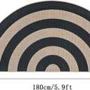 Faux Jute Rug 3x6Ft Half Circle Rainbow Doormat Easy Jute Carpet for Farmhouse Bedroom Kitchen, Non-Slip Half Round Neutral Floor Mat for Living Room Kids Room Indoor Outdoor Decor, Black 2