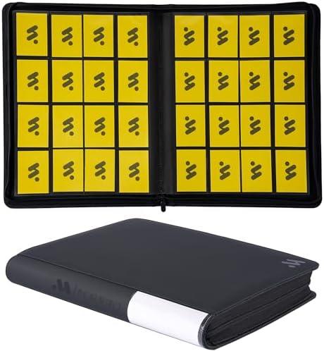 MORABTO 16 Pocket Card Binder,Trading Card Binder Holds up to 1024 Cards with 32 Sleeves,Zipper Card Holder Album Compatible with TCG/Sports Cards-Black Model B
