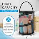 5 x Handy Laundry Foldable Shower Caddy - Collapsible, Portable, Drainage Hole, Carry Handle, Large Compartments, Great Organizer for Camp, Travel, Gym, and Dorm (Black)
