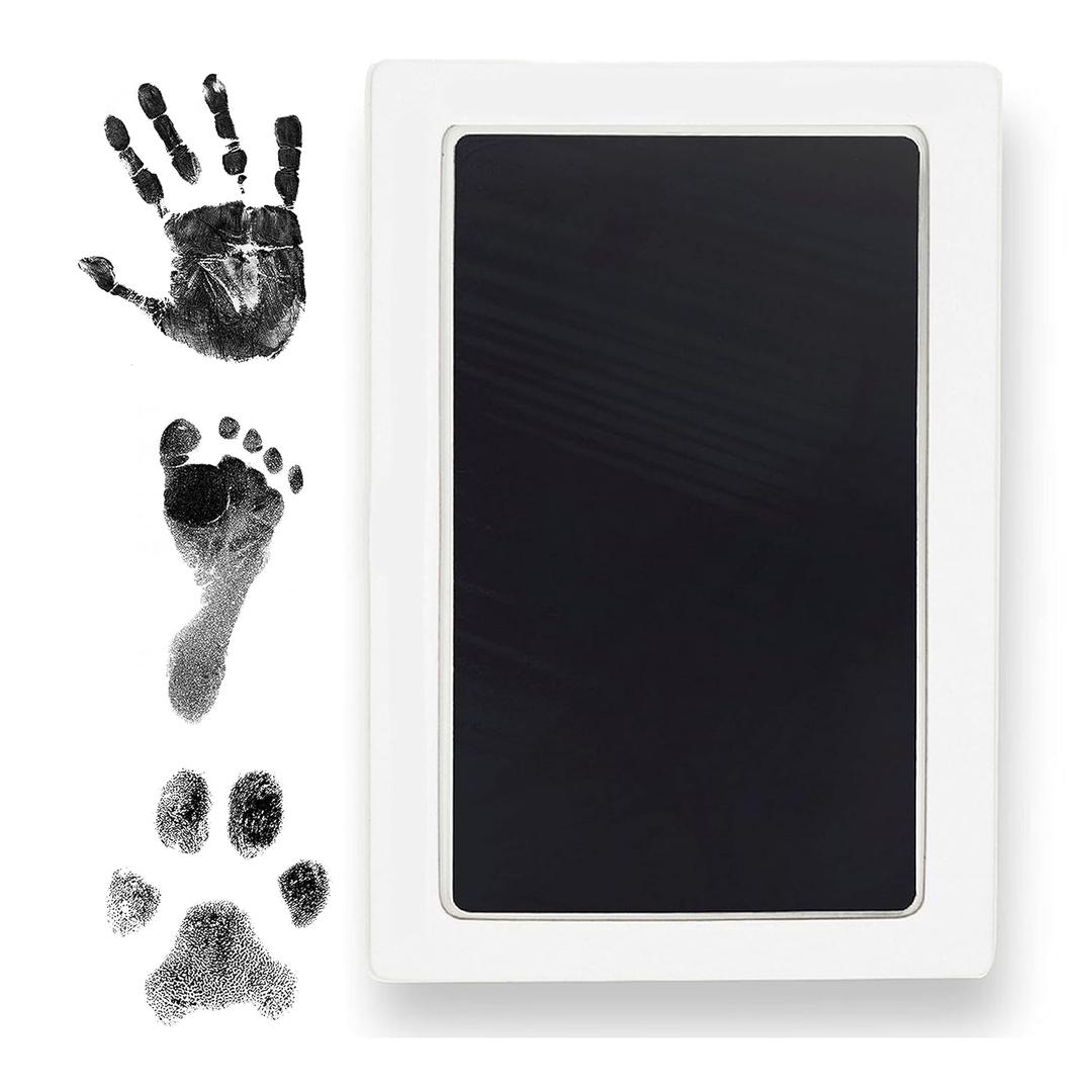 Large Clean Touch Ink Pad for Baby Handprints and Footprints  Inkless Infant Hand & Foot Stamp  Safe for Babies, Doesnt Touch Skin  Perfect Family Memory or Gift, Black Print Kit by Tiny Gifts
