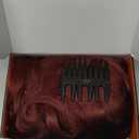 Haloo Red Layered Wigs with Curtain Bangs Lace Front Hairline Long Wavy Natural Looking Middle Part Synthetic Hair Wig for Women Daily Party Costume, 20 Inch Mixed Red