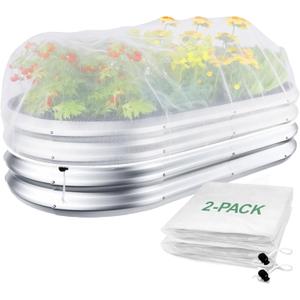 2 Pack Garden Netting for 8x4x1ft Raised Beds, Ultra-Fine Mesh Plant Covers with Drawstring, Bird, Pest & Small Animal Barrier for Vegetables, Fruits & Flowers