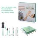 Rrwin Bottle Brush Cleaner Kit with Baby Bottle Drying Rack, Exendable Silicone Bottle Brush, Nipple Brush, Straw Brush, Soap Dispenser & Storage Box. Compact Size for Babies and Moms,Green