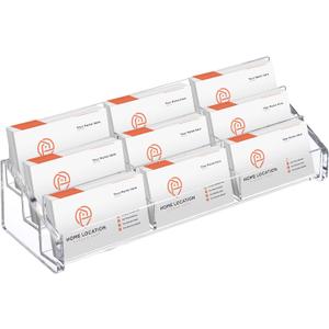 Suzile Acrylic Business Card Holder for Desk 9 Slot 3 Tier Multiple Business Card Display Clear Business Card Organizer Plastic Business Card Stand Desktop Card Rack for Storage Office Home