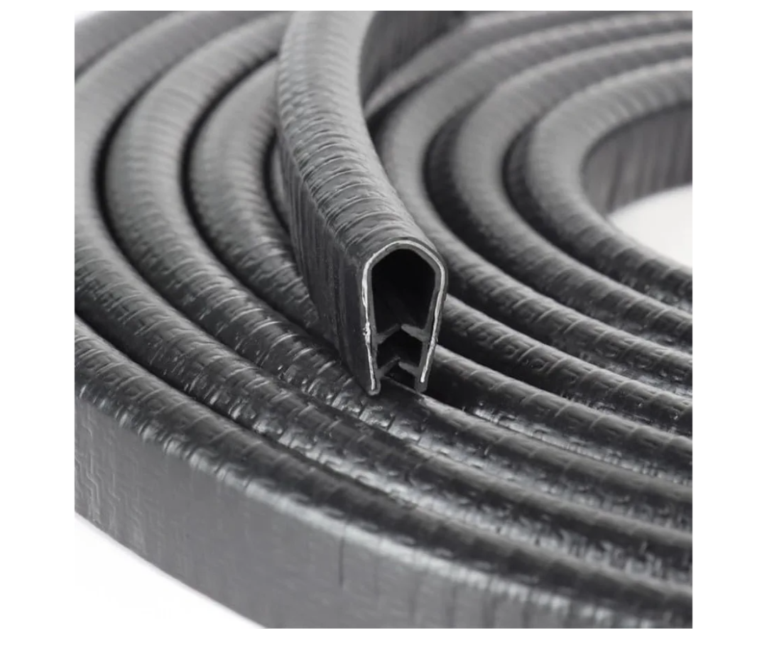 Rubber Edge Trim, U Channel Edge Trim with Metal Clips Edge Guard Protector, PVC Rubber Seal Strip for Sheet Metal, Car Doors, Hatches, Table Corners, Fit 3/64" to 1/4" (1.2mm-6.4mm), 10Ft, Black