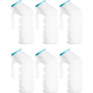 Urinals for Men with Translucent Lid – 32 Oz. Bottle – 6 Pack-Male Urinal Bottles with Glow in The Dark Lid– Durable and Reliable – Practical Design – for Camping, Travel People… (6 Pack, 32, Fl Oz)