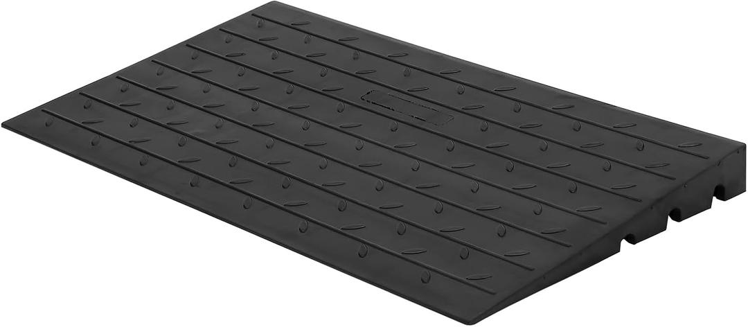 4" Rise Rubber Threshold Ramp, 3 Channels Cord Cover Portable Anti-Slip Wheelchair Ramp, Angled Entry 2500LBS Weight Capacity, Rubber Curb Ramp for Wheelchairs Doorways Stairs Home