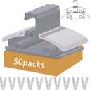 50 Pack Plastic Hangers with 16 Clips, 11-15 inch Adjustable Clothes Hanger, Durable & Non-Slip, Space Saving Coat Hangers for Pants, Jackets and Dress (Grey) (Gray)