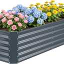 6×2×1.4ft Galvanized Raised Garden Bed Kit, Metal Planter Boxes Outdoor, High Raised Beds for Vegetables, Fruits, and Flowers - IronGrey
