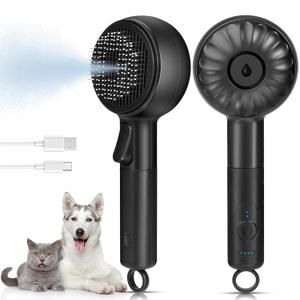 Cat Steam Brush, Cat Brushes for Indoor Cats Shedding with 2Steam Modes, Cats Hair Grooming Brush for Short and Long Haired Pets Dogs Hair Grooming (Black)