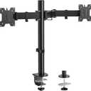 HUANUO Dual Monitor Desk Mount, Heavy-Duty Steel Adjustable Arm for 13-32 Inch Screens, Tilt, Swivel, Rotate, C-Clamp & Grommet Base, Holds up to 17.6 lbs per Arm, VESA 75/100mm