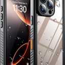 Temdan Compatible with iPhone 16 Pro Max Case Waterproof, Built-in Screen & Camera Protector IP68 Underwater Full Body 16FT Military Dropproof Shockproof Phone Case 6.9"-Black/Clear