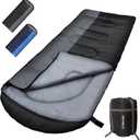 XL 10 Degree Sleeping Bags Waterproof for Adults 350GSM Machine Washable with Compression Sack for 3-4 Season Camping Outdoor (5.8lbs-Right)