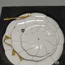 DUJUST Luxury Porcelain 3-Tier Cupcake Stand Tower, British Style Serving Tray with Golden Trim, Food Grade Dessert Display Stand, Beautiful Gift for Tea Party & Home Dcor (-Elegant White)