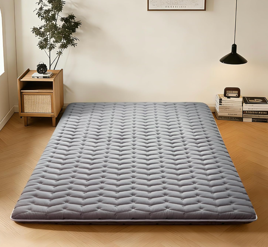 Premium Foam Japanese Futon Floor Mattress Queen Size 60"x 80",100% High Density Foam Comfortable Floor Mattress,3.2" Thicken Foldable Sleeping Pad,Dormitory Tatami Mat,for Adult and Kids (Gray)