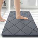OLANLY Memory Foam Bath Mat 36x24, Ultra Soft and Absorbent Bathroom Rugs, Machine Washable, Comfortable Bath Carpet for Bathroom Floor, Tub and Shower, Dark Grey