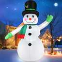 7 FT Christmas Inflatables Snowman Outdoor Yard Decorations, Christmas Blow up Snow Man with LED Lights & Black Hat, Winter Outside Decor for Holiday Party Patio Garden Lawn, Xmas New Year Kids Gifts