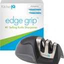 KitchenIQ 50009 Edge Grip 2-Stage Knife Sharpener, Black, Coarse & Fine Sharpeners, Compact for Easy Storage, Stable Non-Slip Base, Soft Grip Rubber Handle, Straight & Serrated Knives