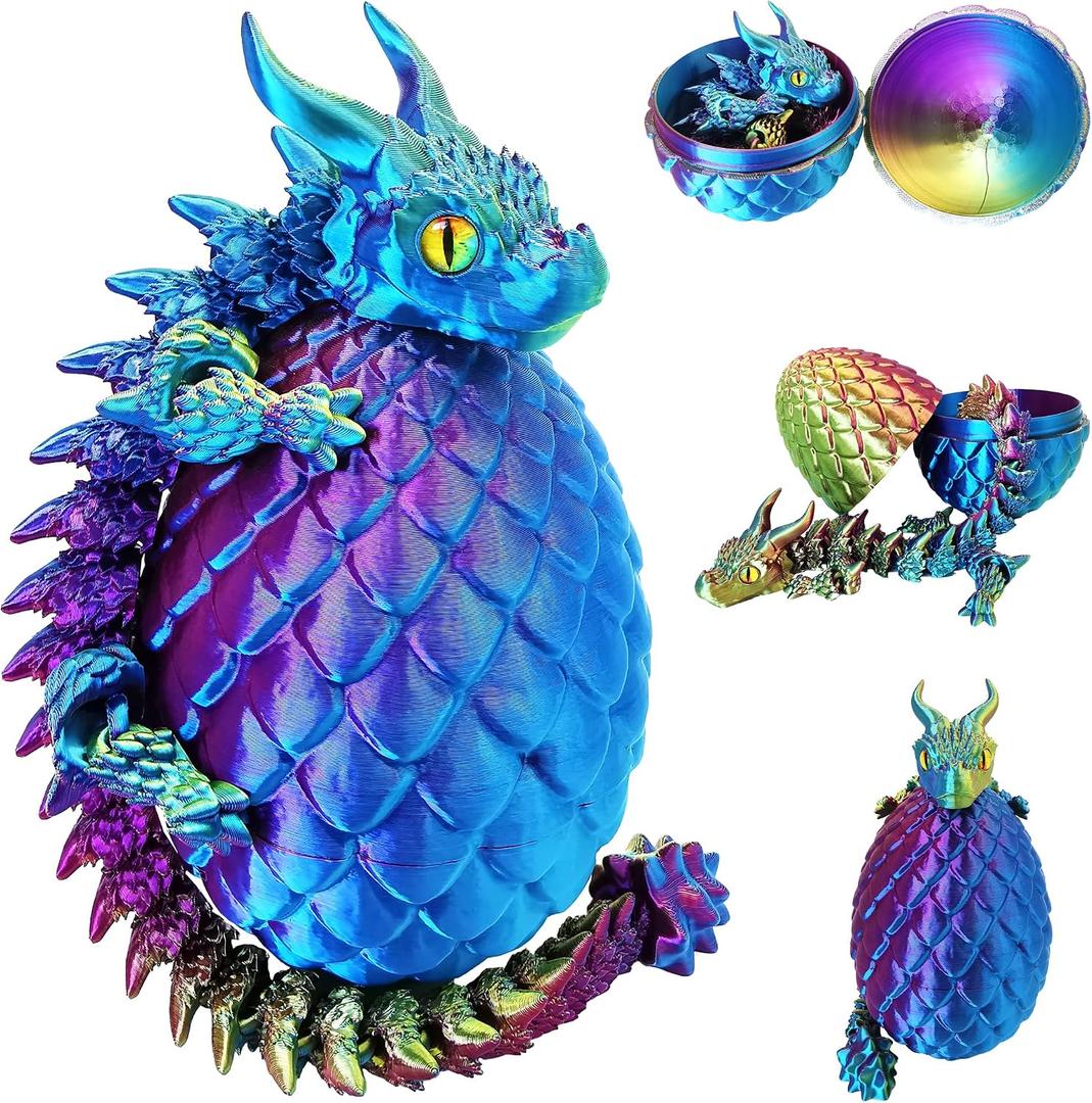 Large 3D Printed Dragon Egg with Dragon Inside Articulated Dragon Desk Toys | Party Favors, Home Decor Items, Classroom Prizes, Goodie Bag Stuffers, Treasure Box Toys, Birthday Graduation Gifts for Kids