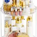Yieach Clear 360 Rotating Bathroom Counter Organizer,2 Tier Spinning Perfume Organizer and Makeup Tower for Lotion, Hair, Face Skincare Beauty Products, Tiered Lazy Susan and Makeup Organizers for Vanity
