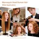 Mannequin Head with 80% Human Hair, TopDirect 24" Blonde Real Hair Cosmetology Mannequin Head Hair Styling Hairdressing Practice Training Doll Heads with Clamp Holder and Tools