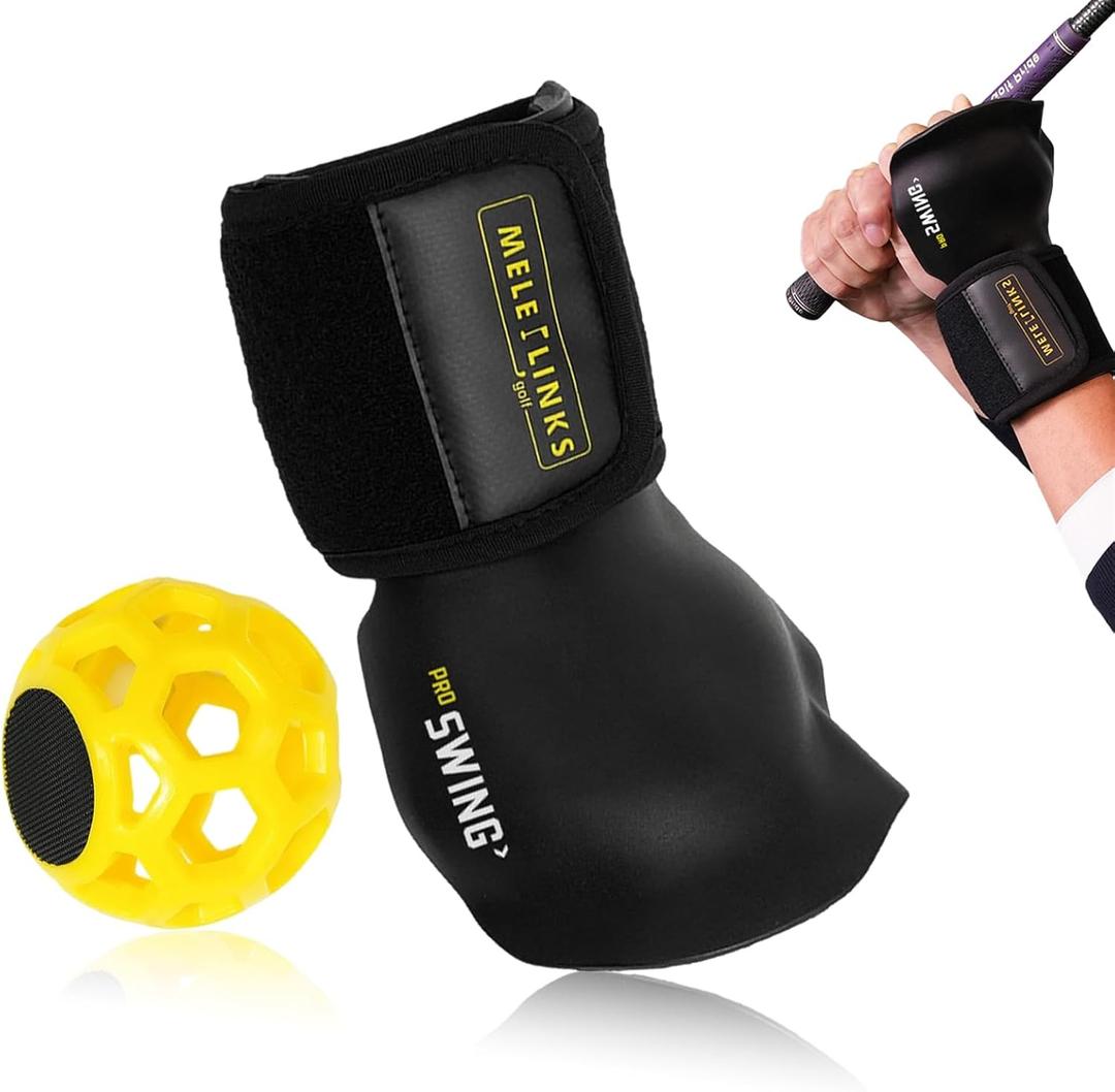 Golf Swing Trainer, Golf Training Aid with Training Aid Ball, Improve Your Golf Swing Technique The Golf Wrist Training Aid, Golf Grip Trainer for Beginners and Pros Golfer (Yellow)