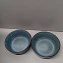 16-Piece Dinnerware and Coffee Mug Set  Modern Stoneware in Petrol Blue and Black  Service for 8, Dishwasher and Microwave Safe