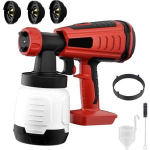 Cordless Paint Sprayer, Upgraded HVLP Brushless Spray Gun Compatible with Milwaukee 18V Battery with 3 Copper Nozzles, 3 Spray Patterns for Home Interior & Exterior, DIY, House Painting (No Battery)