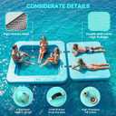 2 in 1 Inflatable Floating Dock, 8.2FTx7.2FT Floating Mat with Mesh Swim Area & Portable Pool Island Platform with Air Pump, Repair Kit, Storage Bag & Linking Ropes for Swimming, Lake, Beach