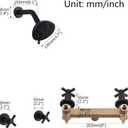 2 Handle Shower Faucet,Wall Mounted Two Handles Shower Faucet Set with 8 Modes Rainfall Shower Head,2 Knobs Single Function Shower Trim Kit with Rough-in Valve,Matte Black