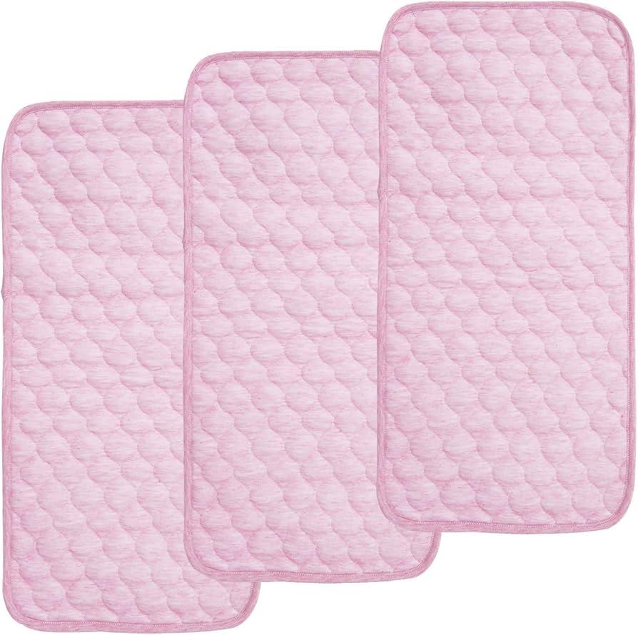BlueSnail Quilted Thicker Waterproof Changing Pad Liners,3 Count(Pink 13” x 27”)