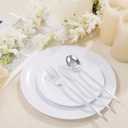 BUCLA 200PCS White Plastic Plates - Heavy Duty White Disposable Include 100 Dinner 10inch & 100 Dessert 7inch Plates, Ideal for Wedding&Party