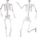 2PCS Skeletons Halloween Decorations,5.9Ft Life Size Skeletons with Movable Joints,Full Body Plastic Human Adult Skeletons for Halloween Indoor Outdoor Haunted House Decor
