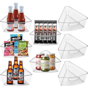 Lazy Susan Organizer Bins for 28"-29" Diameter Corner Cabinet Lazy Susan, 8 Pack, Clear Plastic Cabinet and Pantry Storage Bin, 1/8 Wedge-Food Safe, BPA Free
