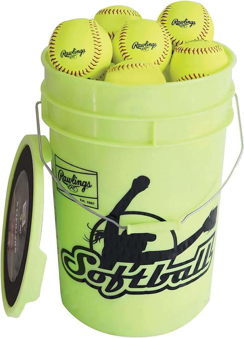 Rawlings | Bucket of 12 Practice Softballs | All Ages | 12" RFPBP12SY | Synthetic Cover
