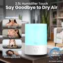 Everlasting Comfort 2.5L Top Fill Humidifier for Bedroom Quiet, Easy to Fill & Clean, 24HR Runtime, Night Lights, Timer, Ultrasonic Cool Mist, Auto Shut-Off, Essential Oil Diffuser - White