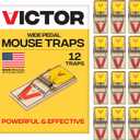 Victor Mouse Traps M035-12, Plastic Pedal, Sustainably Sourced FSC Wood, Wooden Mouse Traps, 12 Pack