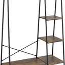 Finnhomy Rustic Clothes Rack, Clothing Rack for Hanging Clothes Heavy Duty Garment Rack with 5 Wood Shelves Freestanding Portable Closet Organizer for Bedroom/Entryway/BoutiquesMatte Black
