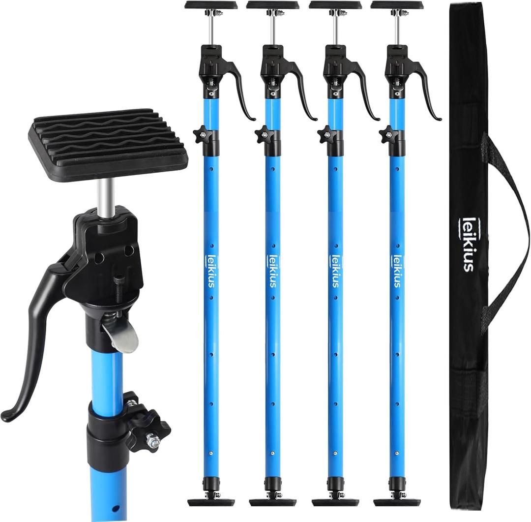 Cabinet Jacks for Installing Cabinets, Heavy Duty Third Hand Support Pole,Drywall Jack,Premium Dust Barrier Pole,Telescopic Adjustable Support Pole For Celling Extend from 49.2 to 114.2 inches 4PC